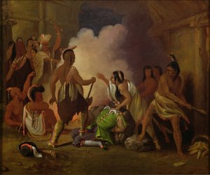 Pocahontas rettet das Leben von Captain John Smith, um 1836-40